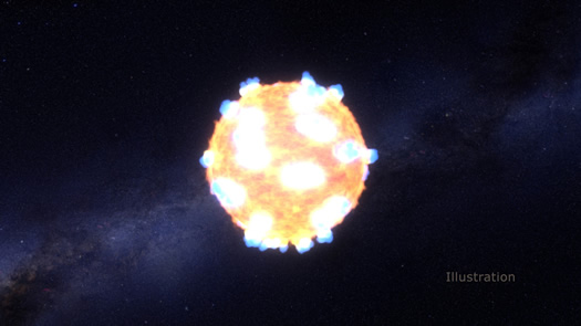 Ressam gözüyle dev yıldızın süpernova patlaması anı (NASA Ames, STScI/G. Bacon).